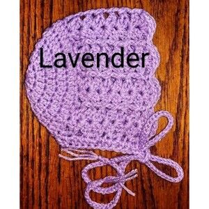 Hat Newborn To 3 Months New Leia Allen Lavender Handmade Crochet Winter Bonnet
